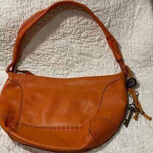 The Sak Vibrant Orange Leather Shoulder Bag